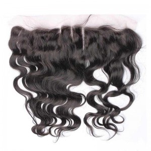 Natural Color Body Wave Indian Remy Hair Lace Frontal Closure 13x4inches