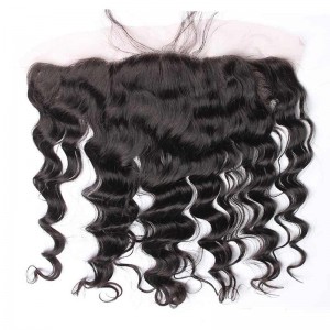 Natural Color Loose Wave Indian Remy Hair Lace Frontal Closure 13x4inches 