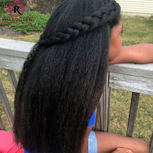 Lace Front Ponytail Wigs Kinky Straight with Baby Hair Pre-Plucked Natural Hair Line 150% Density wigs