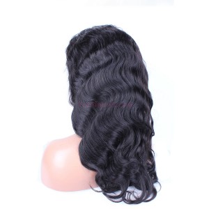 Natural Color Body Wave Brazilian Virgin Human Hair Silk Top Lace Wigs