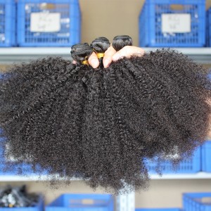 Indian Virgin Human Hair Extensions Afro Kinky Curly 4 Bundles Natural Color 