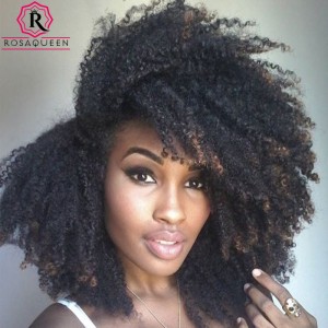 Afro Kinky Curly Brazilian Virgin Clip In Hair Extensions Natural Color