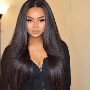 Full Lace Human Hair Wigs For Black Women Brazilian Virgin Hair Silk Straight natural Black Color