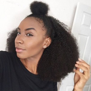 Brazilian Wigs Pre-Plucked Natural Hair Line 150% Density Wigs Afro Kinky Curly Lace Front Ponytail Wigs 