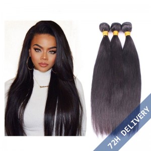 Natural Color Silk Straight Brazilian Virgin Human Hair Extensions Weave 3 Bundles