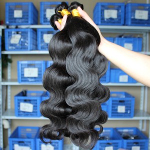 Natural Color Body Wave Indian Remy Human Hair Extensions Weave 3 Bundles 