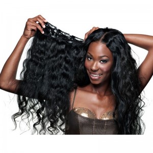 Body Wave Brazilian Virgin Hair Clip In Human Hair Extensions Natural Color