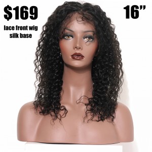 Lace Front Wigs 16 inces Natural Color High Quality 100% Brazilian Virgin Human Hair Wig Deep Wave Lace Front Wigs