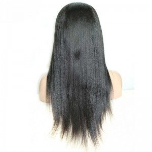 Silk Straight Brazilian Virgin Human Hair Glueless Full Lace Wigs Natural Color