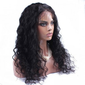 Natural Color Loose wave Brazilian Virgin Human Hair Glueless Full Lace Wigs