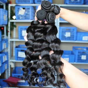 Loose Wave Human Hair Indian Remy Human Hair Extensions 4 Bundles Natural Color