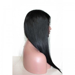 Natural Color Silk Straight 100% Indian Virgin Human Hair Wig Lace Front Wigs