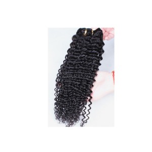 Kinky Curly Indian Remy Human Hair Clip In Hair Extensions Natural Color