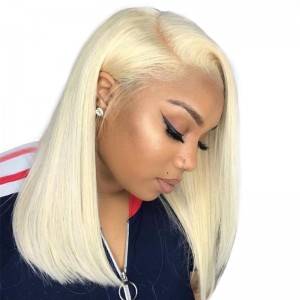 Human Hair Wigs 613# Straight Colorful Short Bob Brazilian Virgin Hair For Black Women Glueless Lace front Wig Human hair wig 130% Full Lace Cap