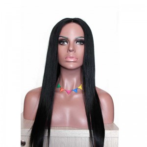 Natural Color Silk Straight 100% Indian Remy Human Hair Wig Lace Front Wigs