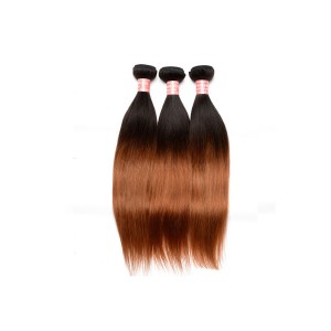 Ombre Human Hair Weave Color 1b/#30 Silky Straight Hair Weaves 3 Bundles