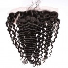 Natural Color Deep Wave Indian Remy Hair Lace Frontal Closure 13x4inches