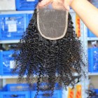 Peruvian  Virgin Hair Afro Kinky Curly Free Part Lace Closure 4x4inches Natural Color
