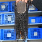 Natural Color Kinky Straight Peruvian Virgin Hair Free Part Lace Closure 4x4inches 