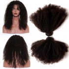 360 Lace Frontal Band Frontal Afro Kinky Curly Brazilian Virgin Hair Lace Frontals with Two Bundles