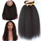 360 Lace Frontal Closure With 3 Bundles Brazilian Virgin Hair Kinky Straight 360 Lace Band