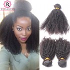 Brazilian Virgin Human Hair Afro Kinky Curly Hair Weave 3 Bundles Natural Color 
