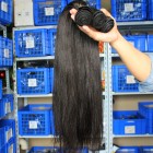 Peruvian Virgin Human Hair Yaki Straight Hair Weave Natural Color 3 Bundles