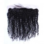 Natural Color Kinky Curly Brazilian Virgin Hair Silk Base Lace Frontal Closure 13x4inches
