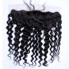 Natural Color Deep Wave Brazilian Virgin Hair Silk Base Lace Frontal Closure 13x4inches