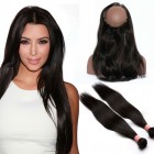 360 Lace Frontal With 2 Bundles Brazilian Virgin Hair Straight 360 Circle Lace Frontal Wigs 
