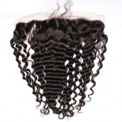 Natural Color Deep Wave Brazilian Virgin Hair Lace Frontal Closure 13x4inches