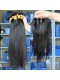 Malaysian Virgin Hair Silky Straight Three Part Lace Closure with 3pcs Weaves