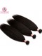 Brazilian Virgin Hair with Closure Kinky Straight 3 Bundles with 1 closure Natural Color