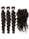 Brazilian Virgin Human Hair Extensions Loose Wave 3 Bundles with 1 closure Natural Color Body Wave