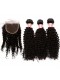 Indian Remy Hair Kinky Curly Free Part Lace Closure with 3pcs Weaves