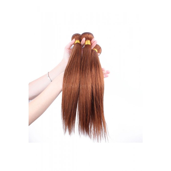 Color 30 Medium Brown Brazilian Virgin Hair Straight Hair Weave 3