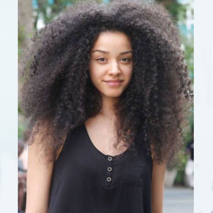 Natural Color Brazilian Virgin Human Hair Afro Kinky Curly Wig