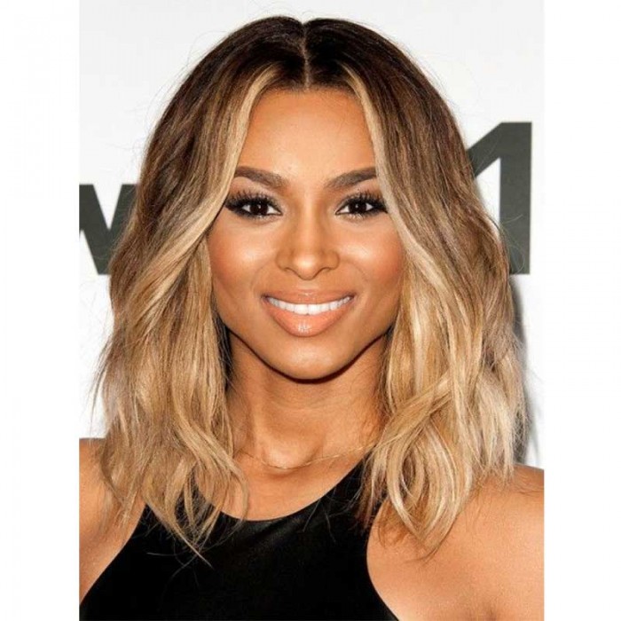 Ciara Inspired Ombre Blonde Color Wavy Short Bob Lace Front Human Hair Wigs Rosaqueenhair