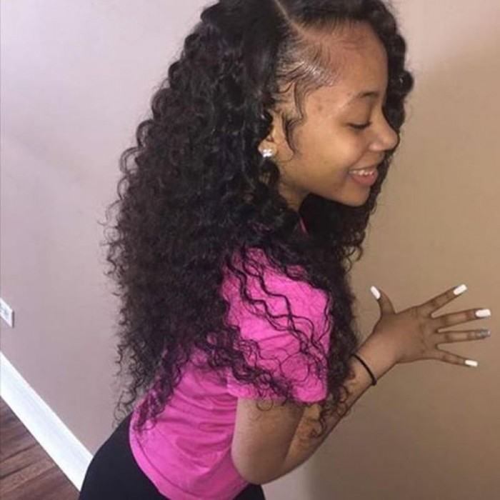 Deep Wave Human Wigs Pre Plucked Natural Hair Line 150 Density