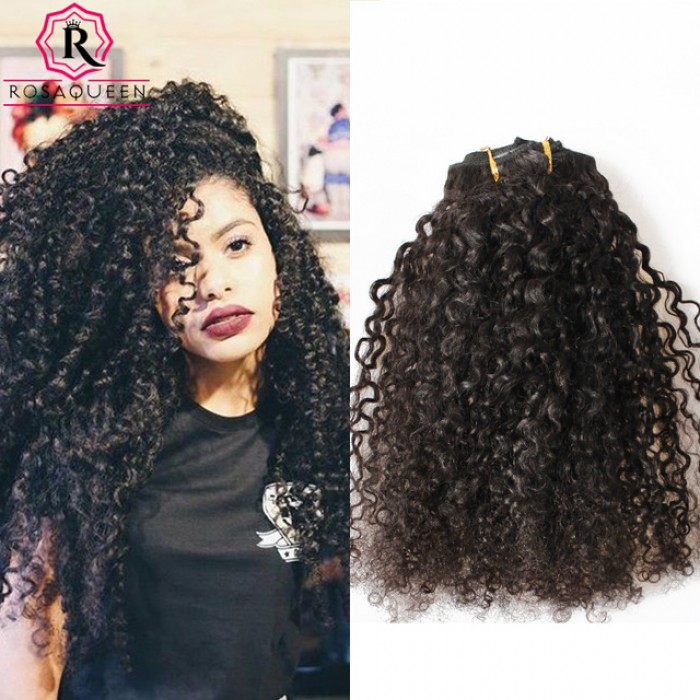 Kinky Curly 3b 3c Brazilian Virgin Hair Clip In Huamn Hair