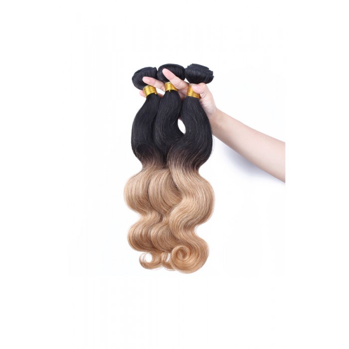 Ombre Hair Weave Color1b 27 Body Wave Virgin Human Hair 3 Bundles