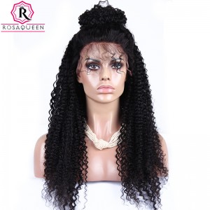 250% Density Kinky Curly Human Hair Wigs Lace Front Human Hair Wigs Natural Black