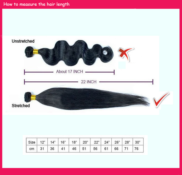 RosaQueenHair.com How to measure hair length on hair extensions